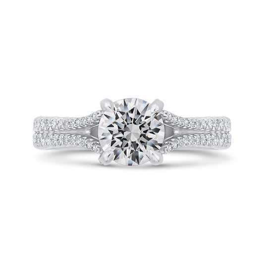 Shah Luxury 14K White Gold Round Cut Diamond Split Shank Engagement Ring (Semi-Mount)