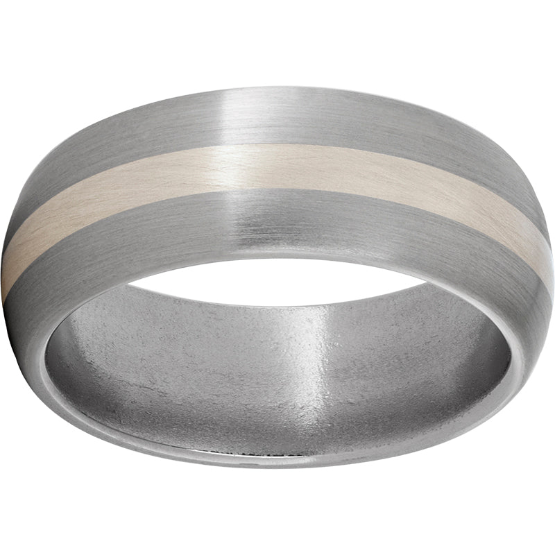 Titanium Domed Band with a 2mm Sterling Silver Inlay and Satin Finish