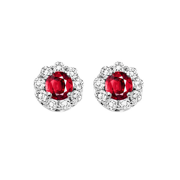 Gems One 14Kt White Gold Diamond (3/4Ctw) & Ruby (5/8 Ctw) Earring