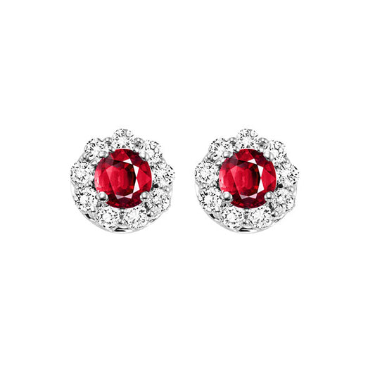 Gems One 14Kt White Gold Diamond (3/4Ctw) & Ruby (5/8 Ctw) Earring