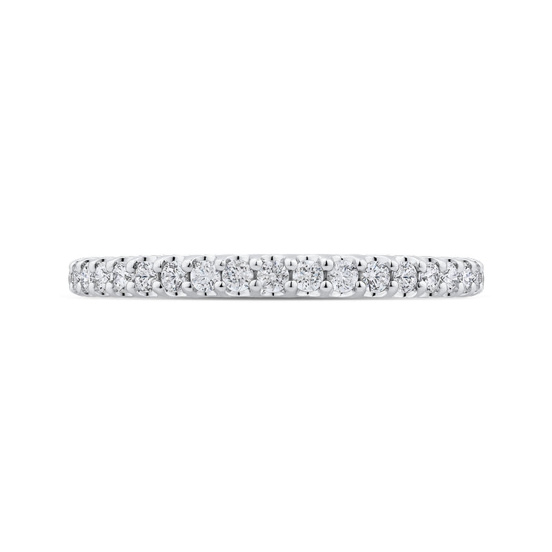 Shah Luxury 14K White Gold Half-Eternity Round Diamond Wedding Band