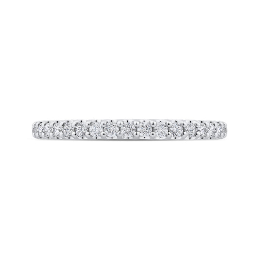 Shah Luxury 14K White Gold Half-Eternity Round Diamond Wedding Band