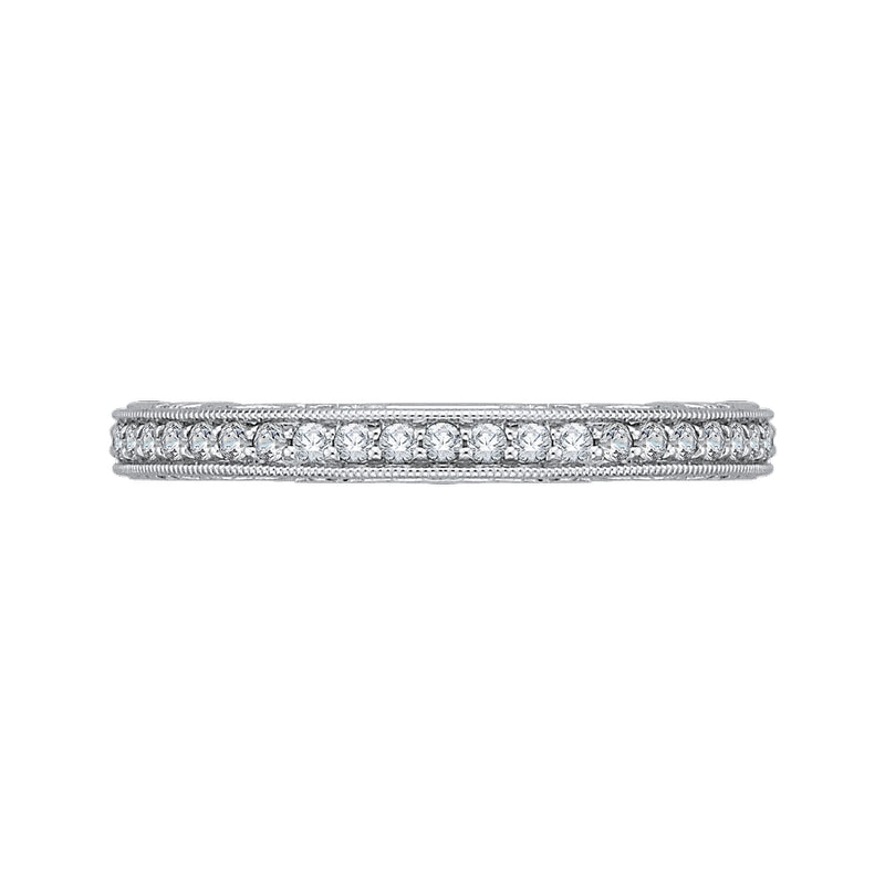 Shah Luxury 14K White Gold Round Diamond Wedding Band
