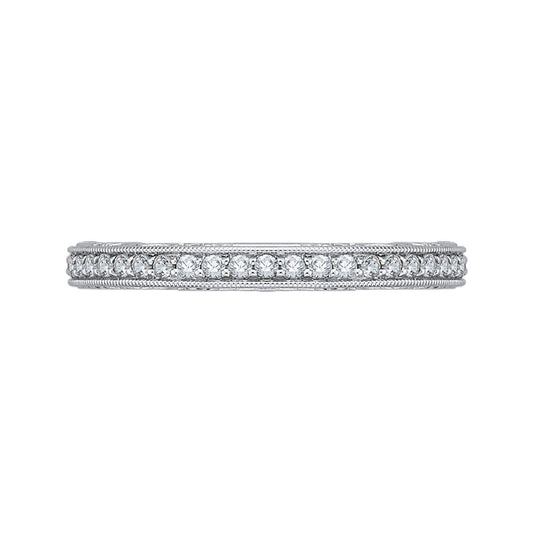 Shah Luxury 14K White Gold Round Diamond Wedding Band