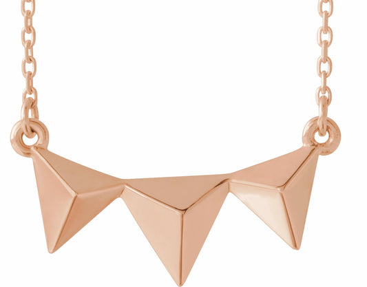 14K Rose Pyramid 16-18 Necklace