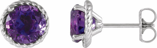 14K White Amethyst Rope Earrings