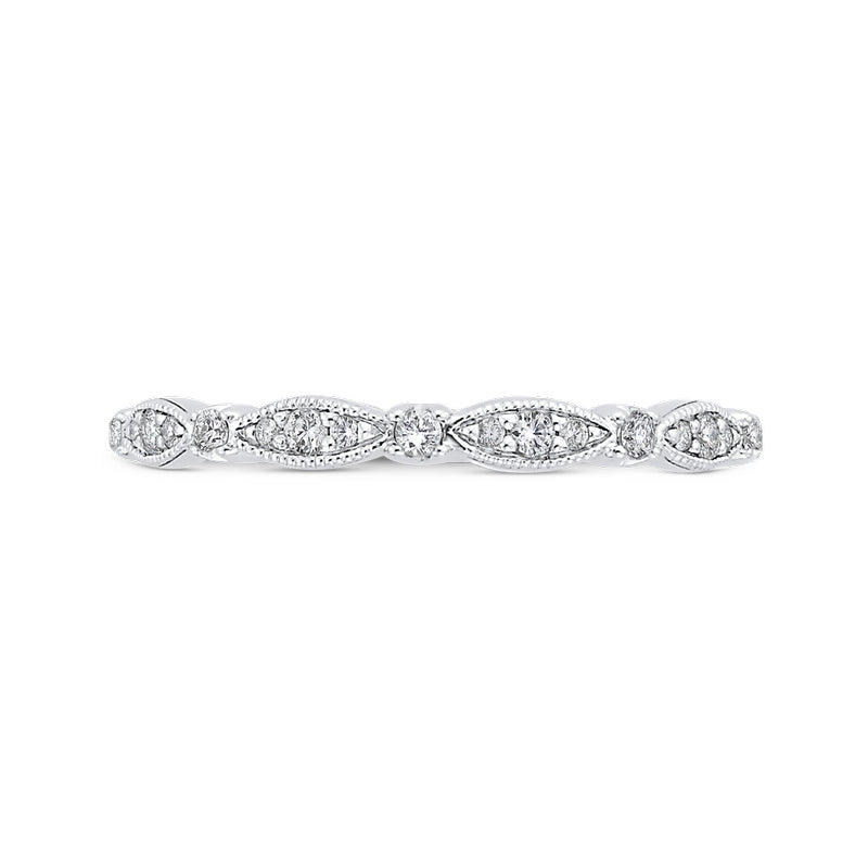 Shah Luxury 14K White Gold Round Diamond Wedding Band