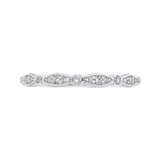 Shah Luxury 14K White Gold Round Diamond Wedding Band