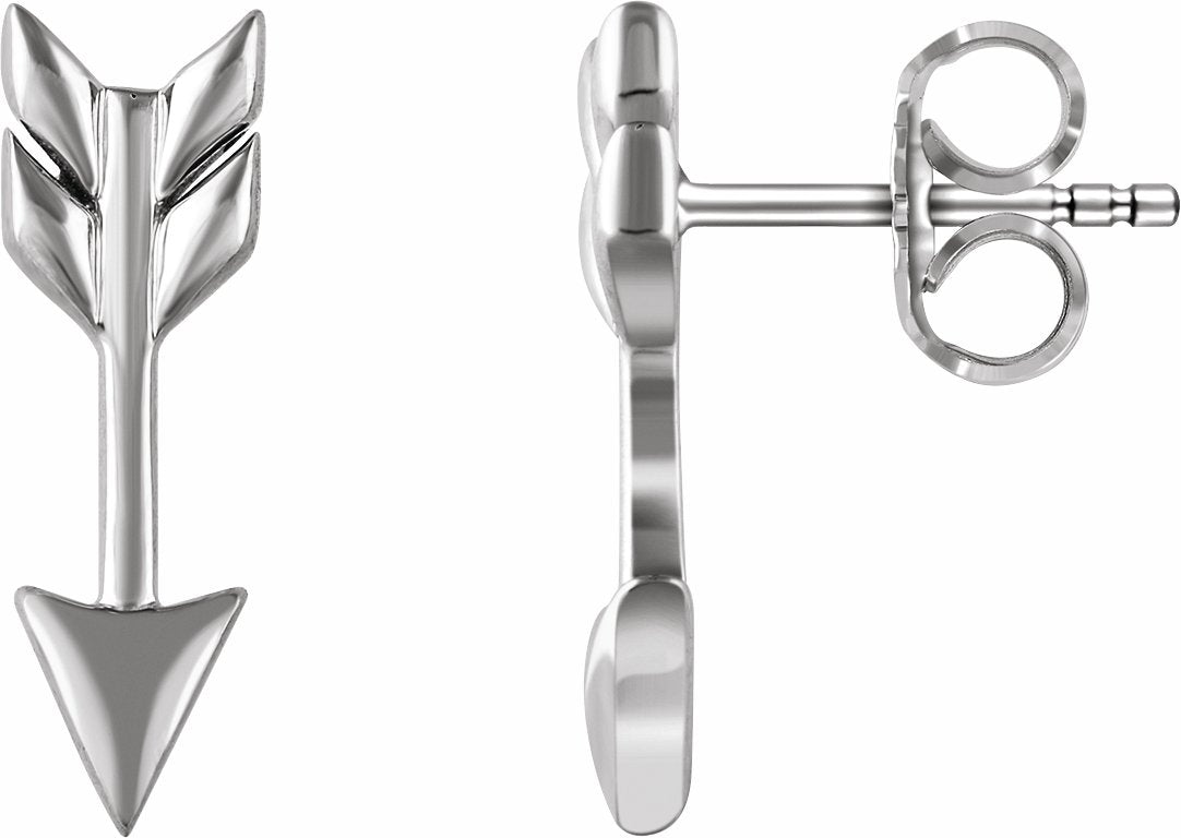 14K White Arrow Earrings