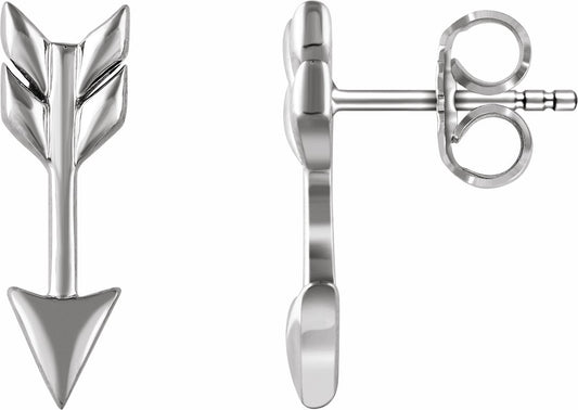 14K White Arrow Earrings