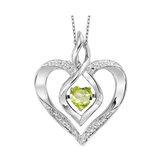 Gems One Silver Diamond (1/50 Ctw) & Created Peridot (1/4 Ctw) Pendant