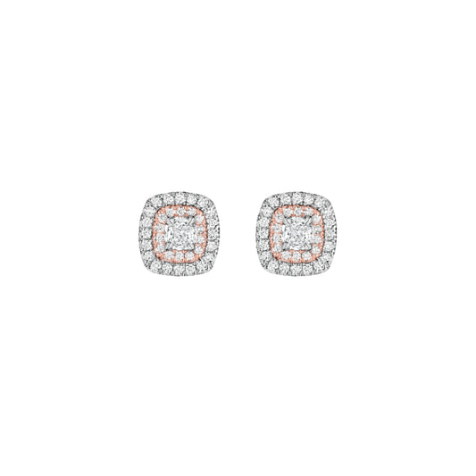 Henri Daussi 18k Rose Gold Diamond Stud Earrings