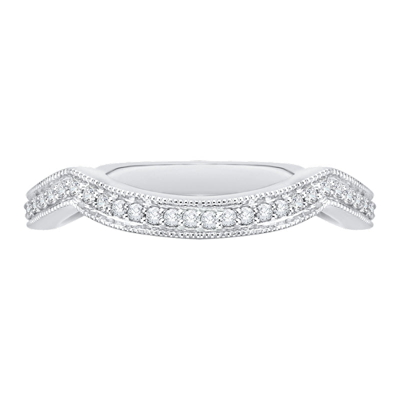 Shah Luxury 14K White Gold Round Diamond Wedding Band