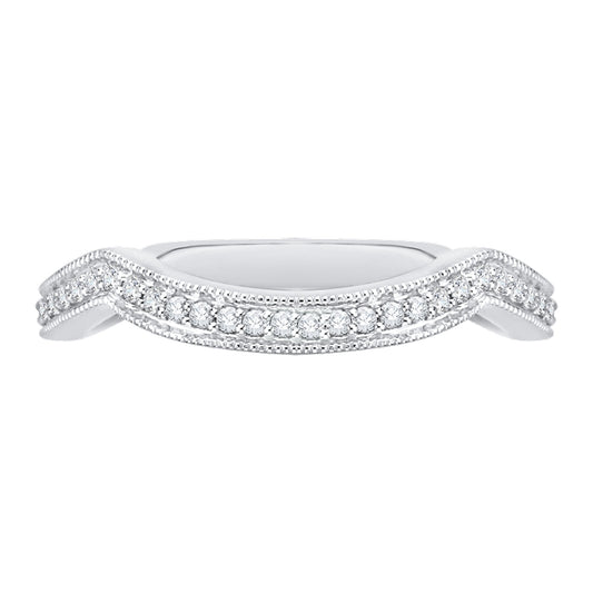 Shah Luxury 14K White Gold Round Diamond Wedding Band