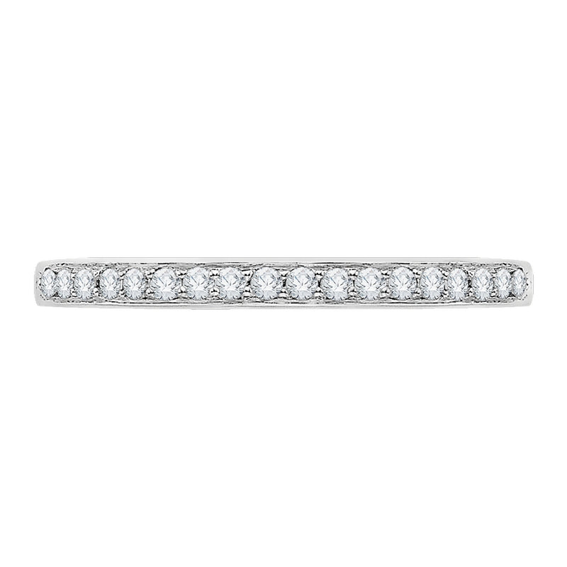 Shah Luxury Round Diamond Half-Eternity Wedding Band with Euro Shank In 14K White Gold
