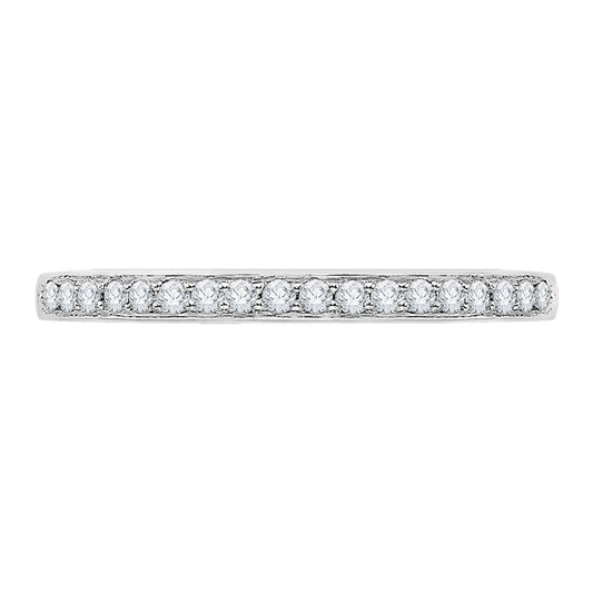 Shah Luxury Round Diamond Half-Eternity Wedding Band with Euro Shank In 14K White Gold