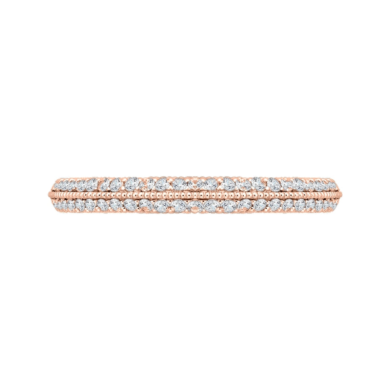 Shah Luxury 14K Rose Gold Round Diamond Half-Eternity Wedding Band