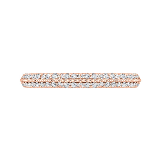 Shah Luxury 14K Rose Gold Round Diamond Half-Eternity Wedding Band