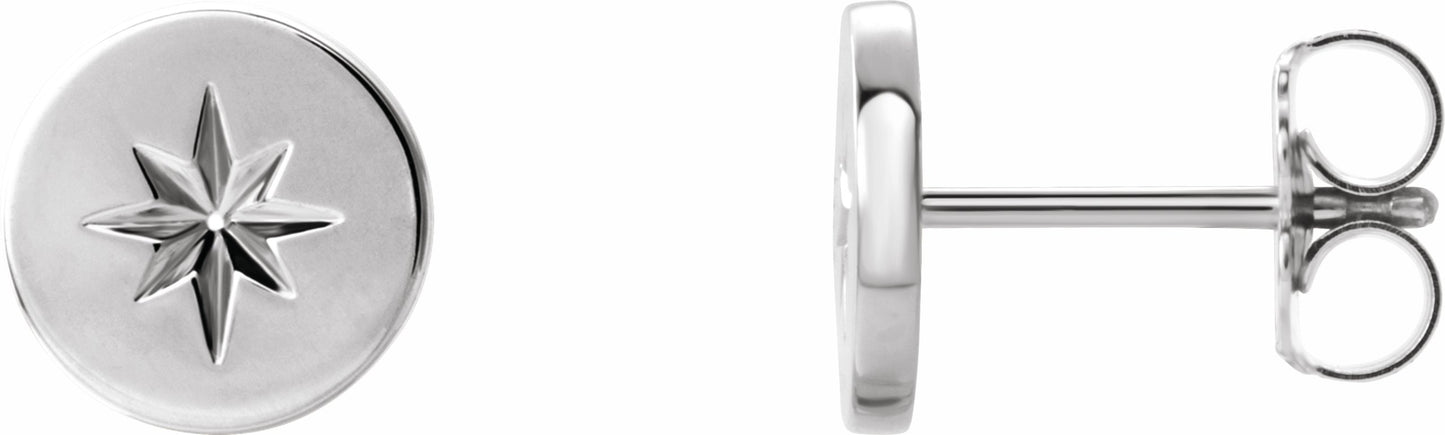 14K White 7.8 mm Starburst Earrings