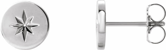 14K White 7.8 mm Starburst Earrings