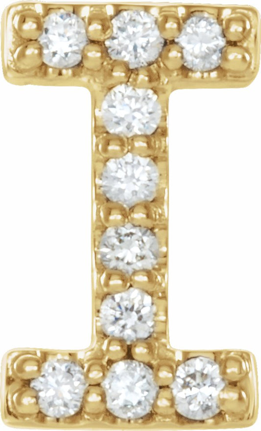 14K Yellow .04 CTW Diamond Single Initial I Earring