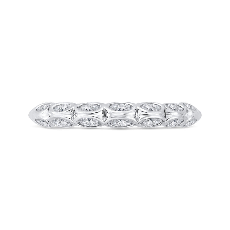 Shah Luxury 14K White Gold Bezel Set Double Row Diamond Wedding Band