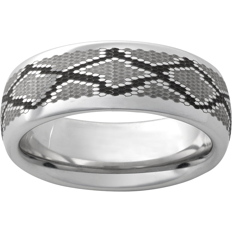 Serinium Domed Band with Snake Laser Engraving