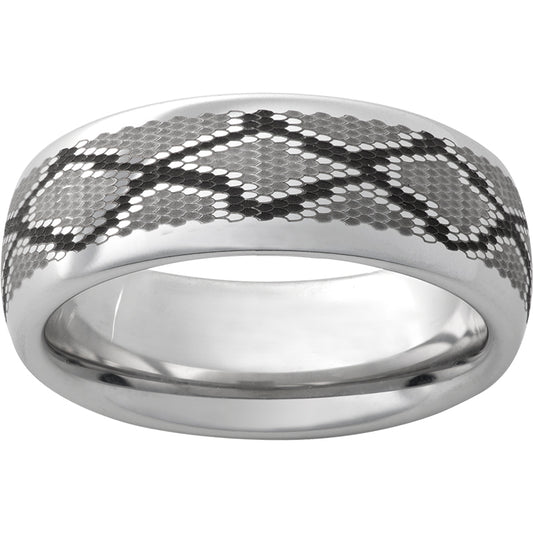 Serinium Domed Band with Snake Laser Engraving