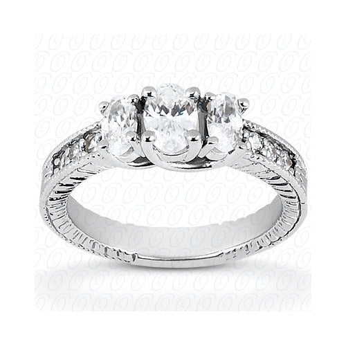 14k White Gold Diamond Semi-Mount 3 Stone Engagement Ring