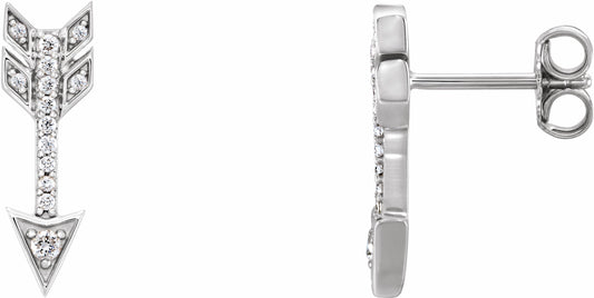 14K White 1/6 CTW Diamond Arrow Earrings