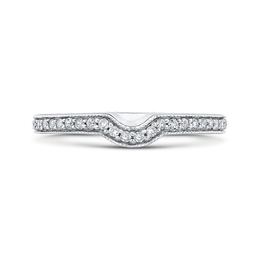 Shah Luxury 14K White Gold Round Diamond Wedding Band