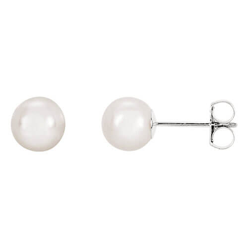 Stuller 14k White Gold 6mm White Akoya Cultured Pearl Earrings