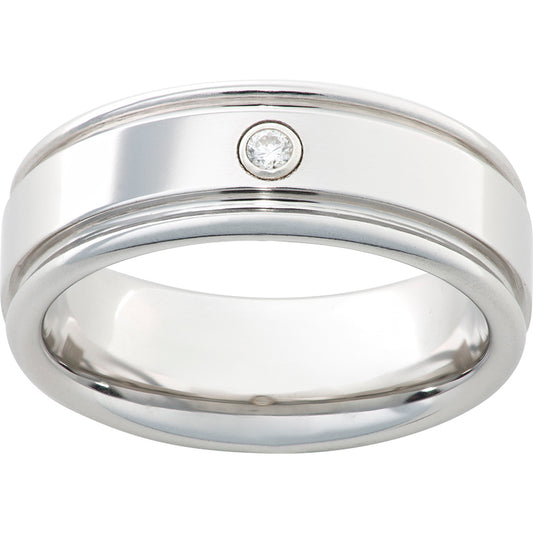 Serinium Rounded Edge Band with One .06 Brilliant Round Diamond and a Polish Finish