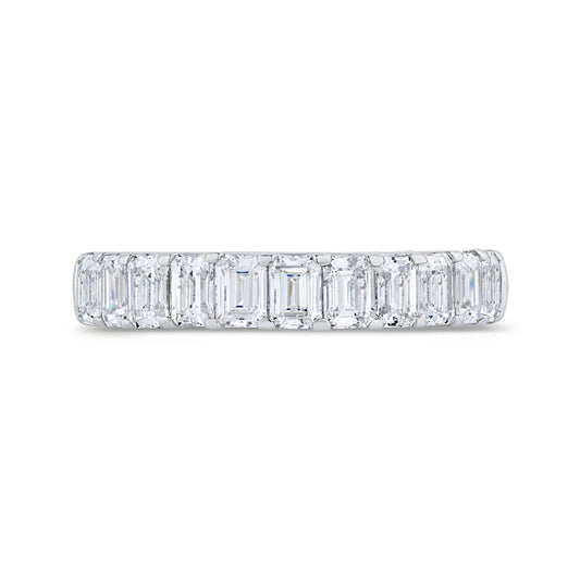 Shah Luxury 14K White Gold Emerald Cut Diamond Wedding Band