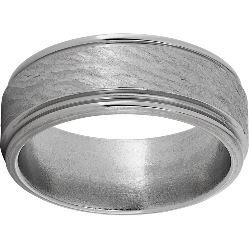 Titanium Rounded Edge Band with Bark Hand Finish