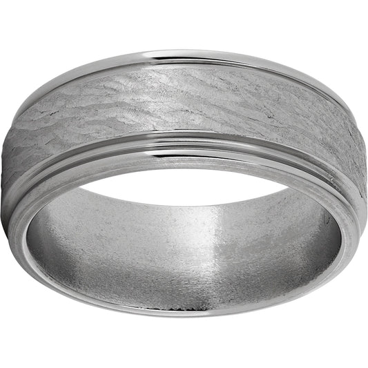 Titanium Rounded Edge Band with Bark Hand Finish