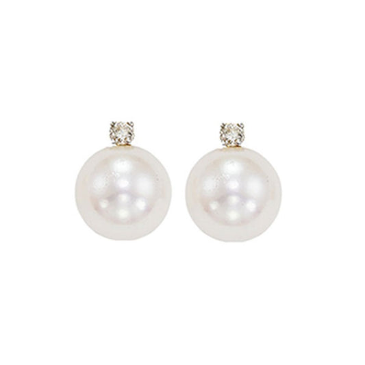 Gems One 14Kt White Gold Diamond (1/20Ctw) & Pearl (1 Ctw) Earring