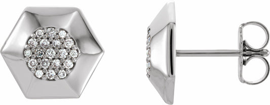 14K White 1/6 CTW Diamond Geometric Earrings with Backs