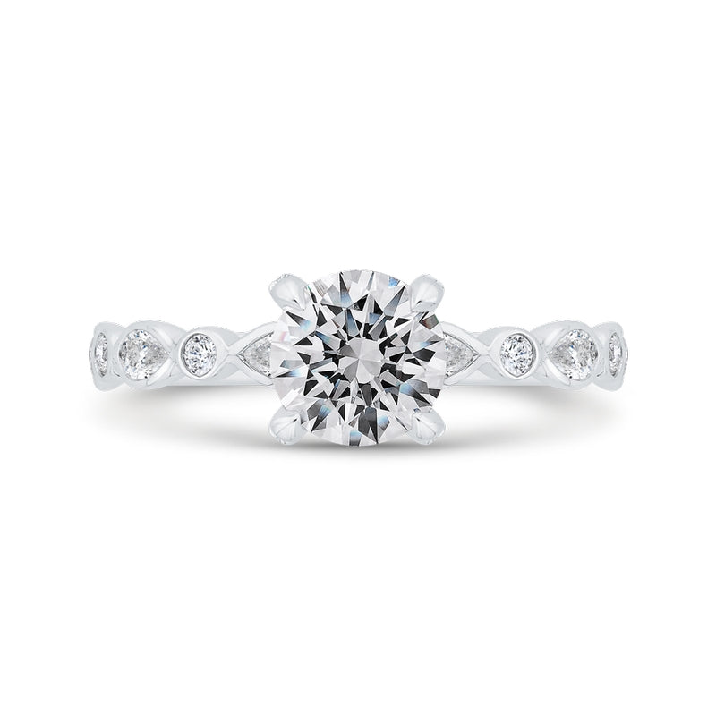 Shah Luxury 14K White Gold Bezel Set Round Diamond Engagement Ring (Semi-Mount)