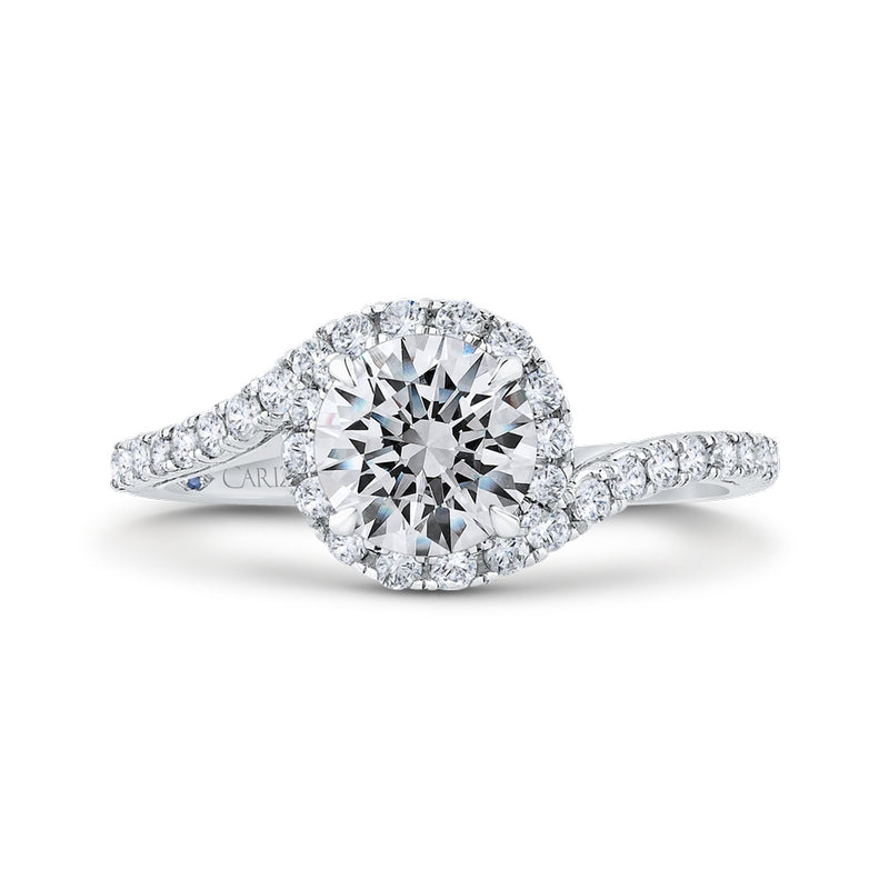 Shah Luxury 14K White Gold Round Diamond Halo Engagement Ring (Semi-Mount)