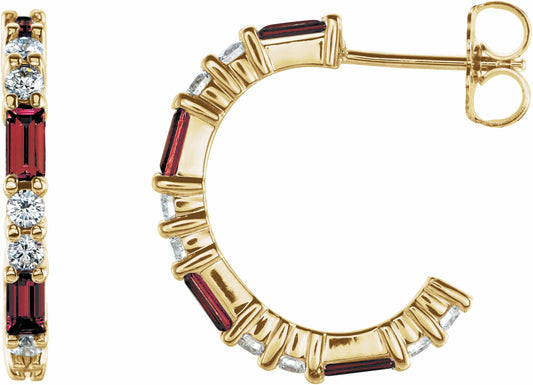 14K Yellow Mozambique Garnet & 1/2 CTW Diamond Earrings