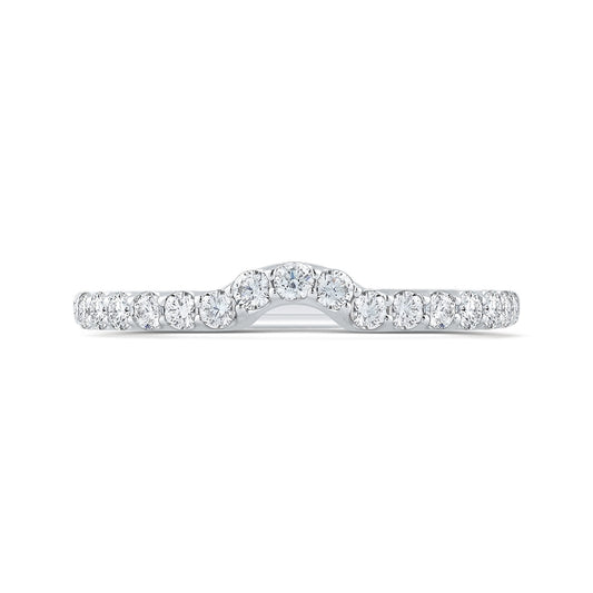 Shah Luxury 14K White Gold Round Diamond Wedding Band