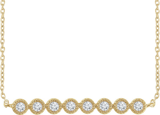 14K Yellow 1/5 CTW Diamond Bar 16-18 Necklace