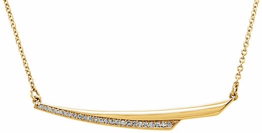 14K Yellow .08 CTW Diamond Bar 17.5 Necklace