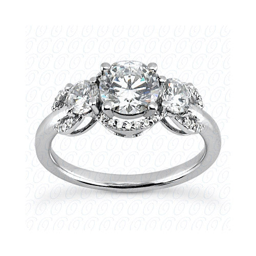 14k White Gold Diamond Semi-Mount 3 Stone Engagement Ring