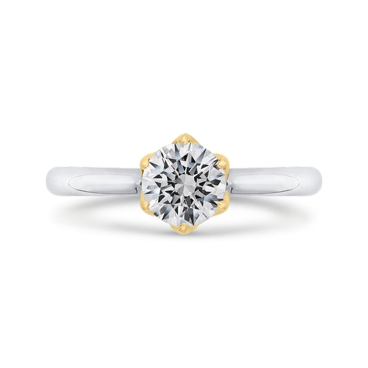 Shah Luxury 14K Two-Tone Gold Round Diamond Solitaire Plus Engagement Ring (Semi-Mount)
