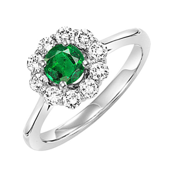 Gems One 14Kt White Gold Diamond (1/2Ctw) & Emerald (3/8 Ctw) Ring