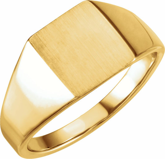 14K Yellow 12x10 mm Rectangle Signet Ring