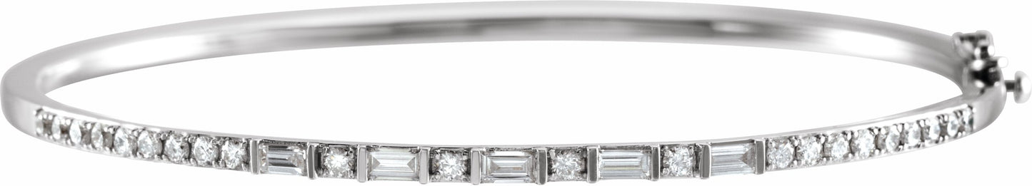 14K White 1 CTW Diamond 7 Bangle Bracelet