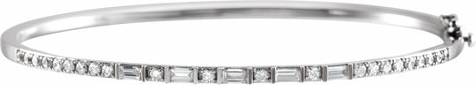 14K White 1 CTW Diamond 7 Bangle Bracelet